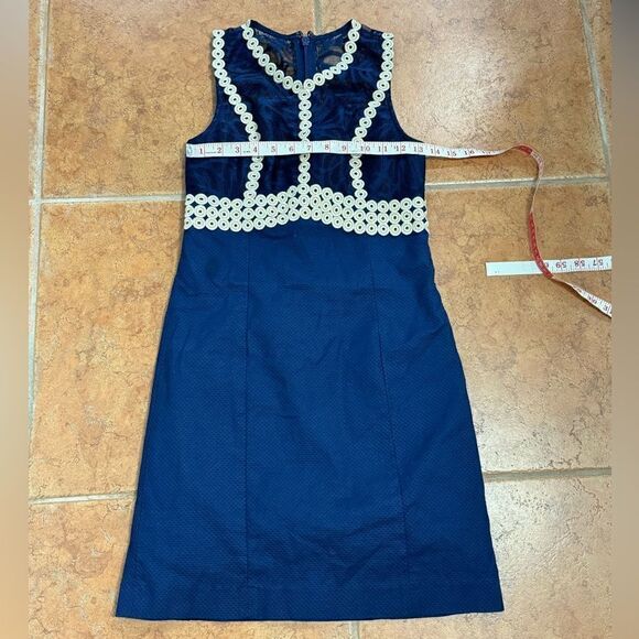 Lilly Pulitzer Leigh Stretch-Shift Dress Navy/Gold Size 00 - Picture 11 of 11